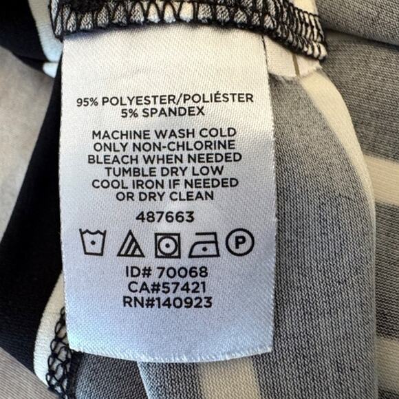 Loft Striped Side Shirred Midi Dress Black and White Size XL - Picture 7 of 8